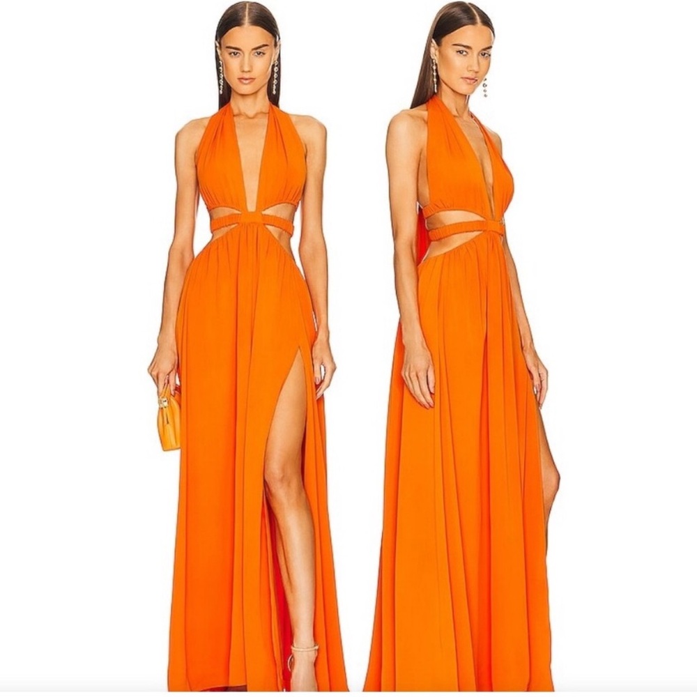 Michael Costello x Revolve Kenny Maxi Dress in Orange, Size XXS
